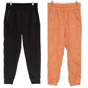 Athleta Jogger PantsSz 6‎ Lot of 2 - 1 Linen Peach Color, 1 black Hybrid Trek